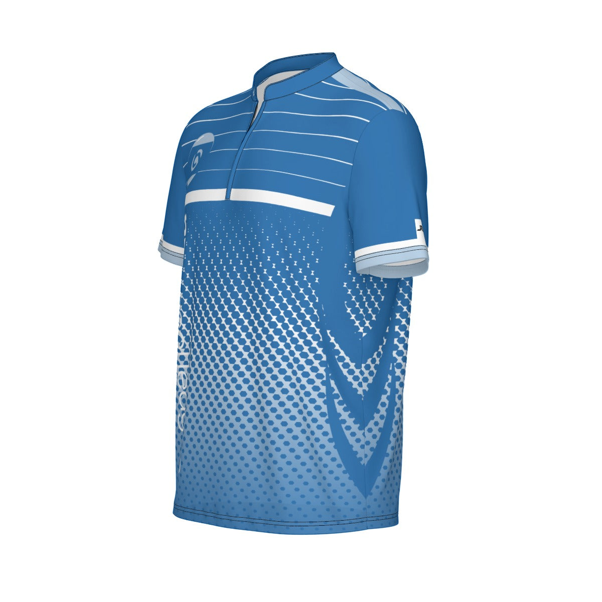 All-Over Print Men's Sports Collar Jersey With Black Zipper